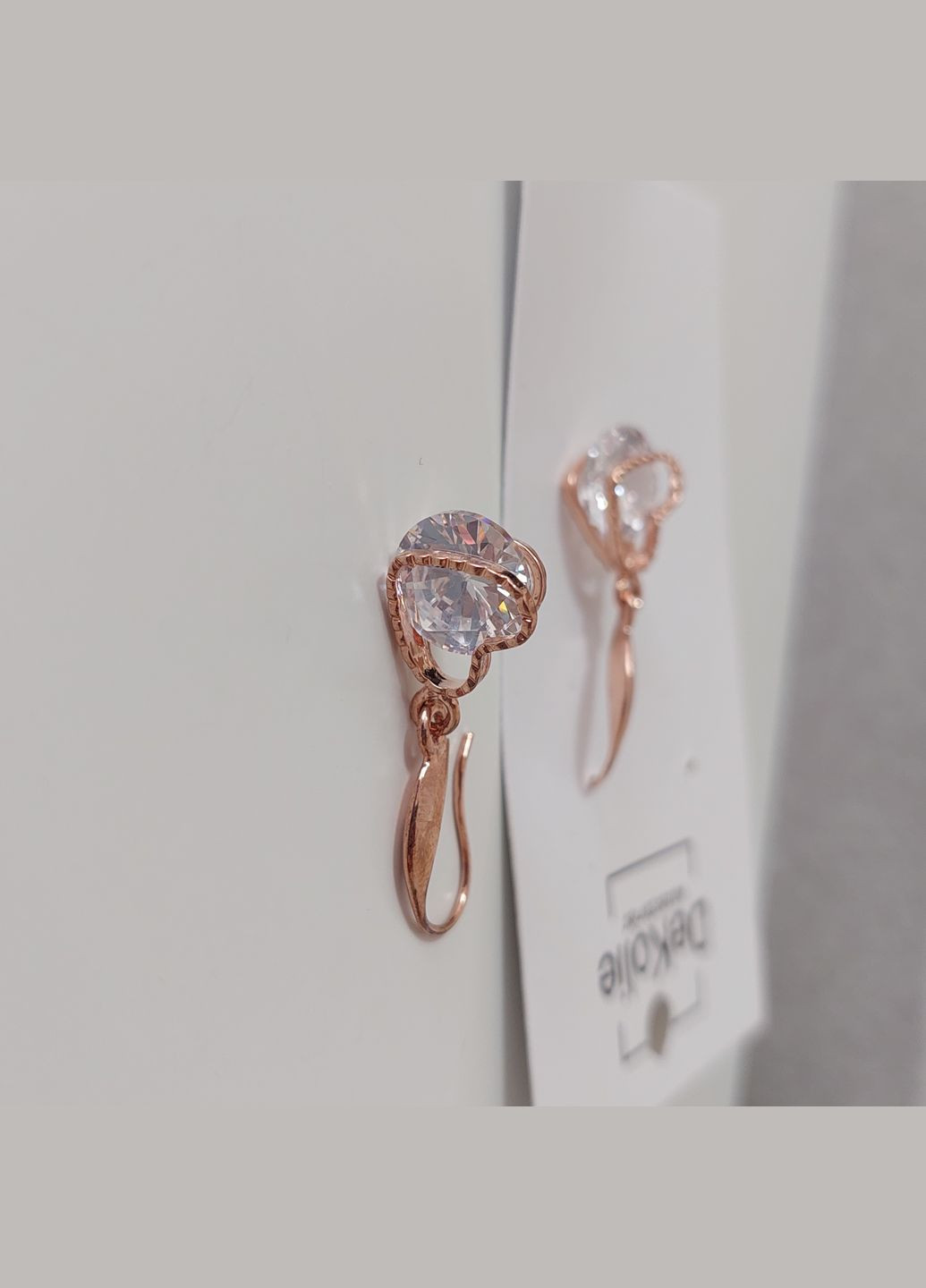 Сережки з підвіскою Серце BS064 рожеве золото DeKolie (332622486)