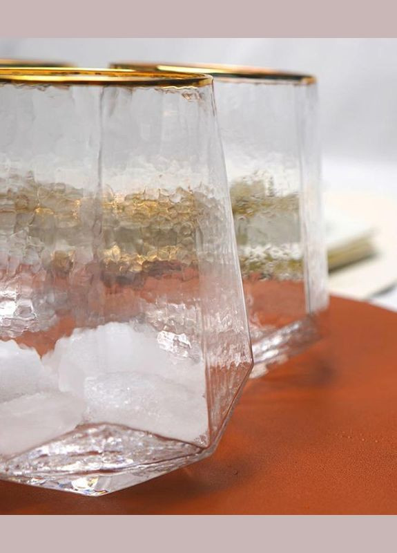 Набір 6 склянок Facets "Blur" 520мл, скло із золотим кантом S&T (329898683)