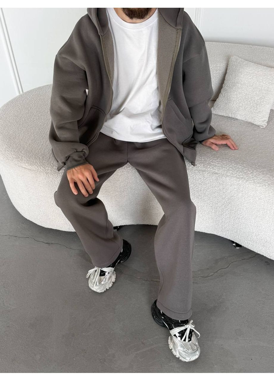 Серый демисезонный костюм ❄️мужская тринитка петля на флисе турция брюки и кофта Україна