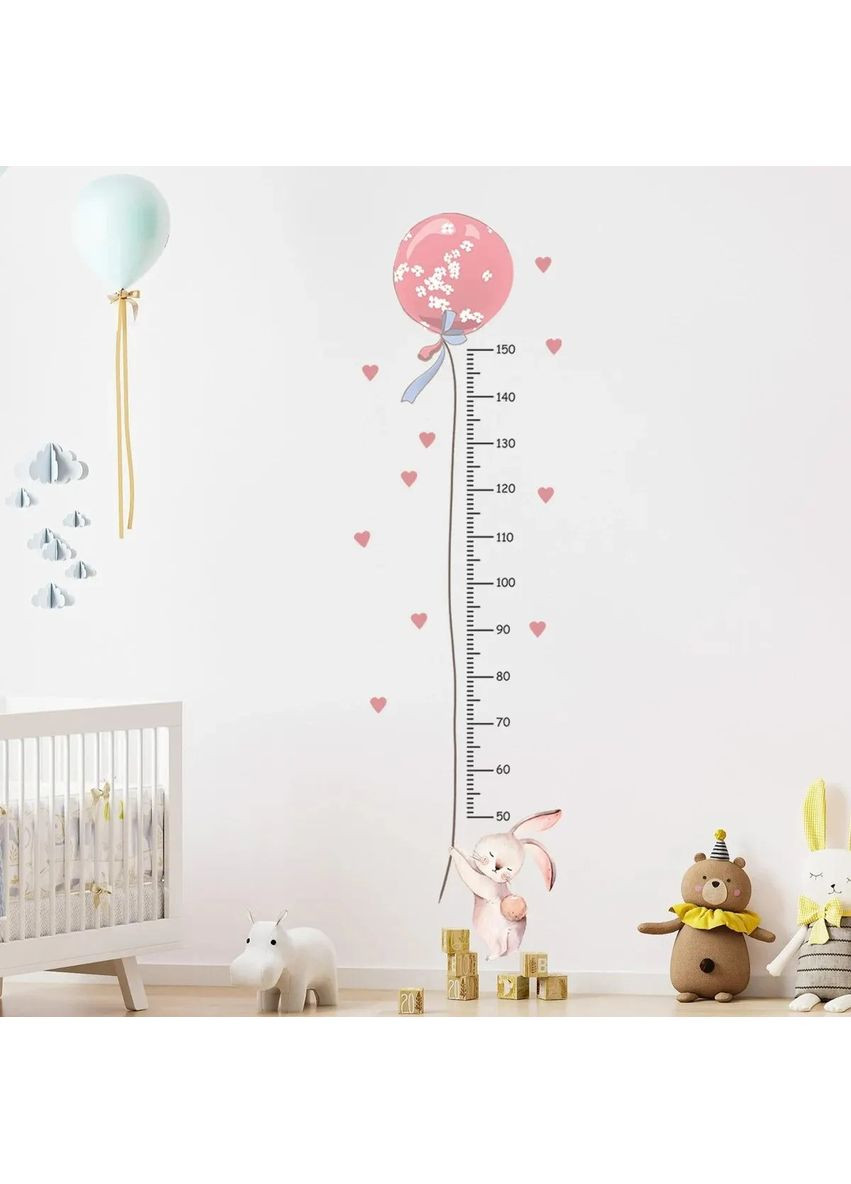 Наклейки на стіну для дитячої кімнати Зрістомір Кролик і повітряна кулька No Brand (365721817)