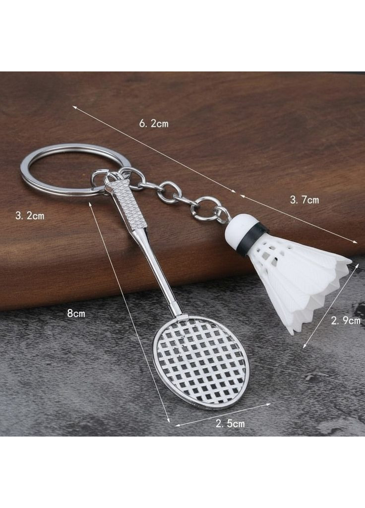 Брелок для ключів Бадмінтон спортивний металевий Білий 99_7_0_1C No Brand (367738723)