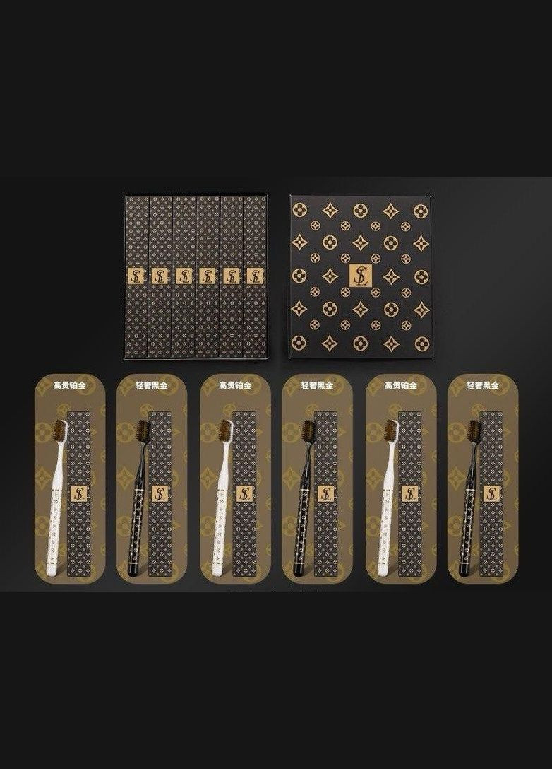 Набір зубних щіток LV (3 білих та 3 чорних) No Brand (295012660)