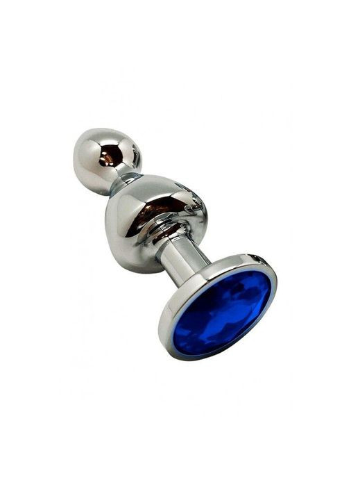 Металева анальна пробка Lollypop Double Ball Metal Plug Blue L діаметр 3,5 см, довжина 10,5см Wooomy (303908777)