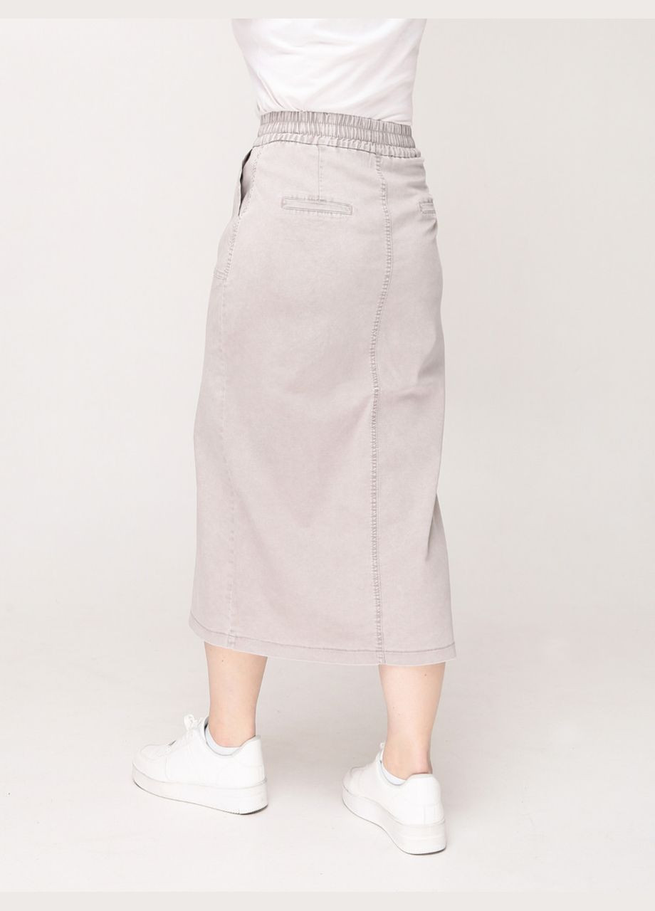 Светло-бежевая повседневная однотонная юбка женская светло-бежевая тонкая с разрезом большой размер Estensivo карандаш