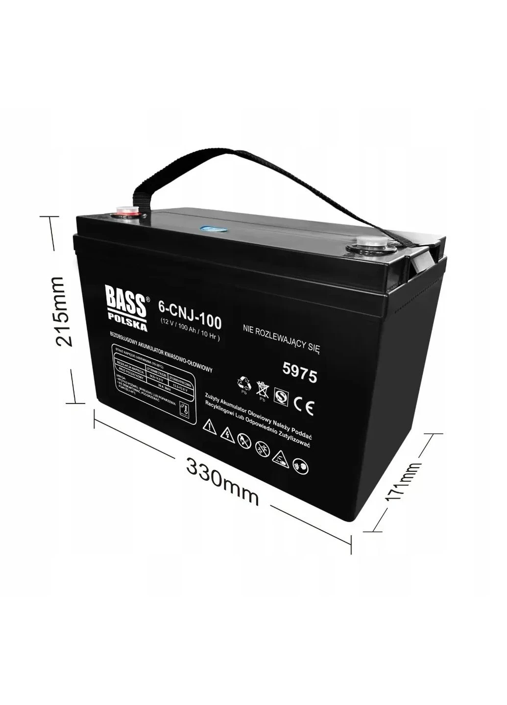 Акумулятор VRLA AGM 12V 100Ah 5975 для ДБЖ та інверторів Bass Polska (389576662)