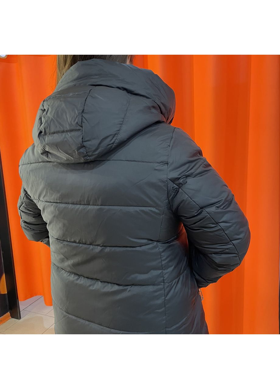 Чорна зимня куртка жіноча довга пальто зимова великий розмір 52 чорна No Brand