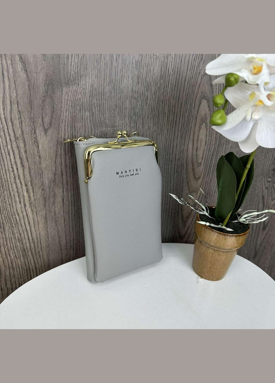 Маленька жіноча сумочка клатч на плече зі знімним ременем сірий (sku_1281С) No Brand (330576028)