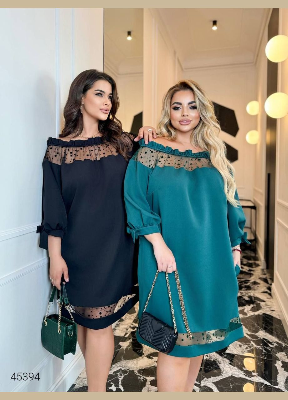 Черное вечернее вечернее платье с открытыми плечами с открытыми плечами Liton