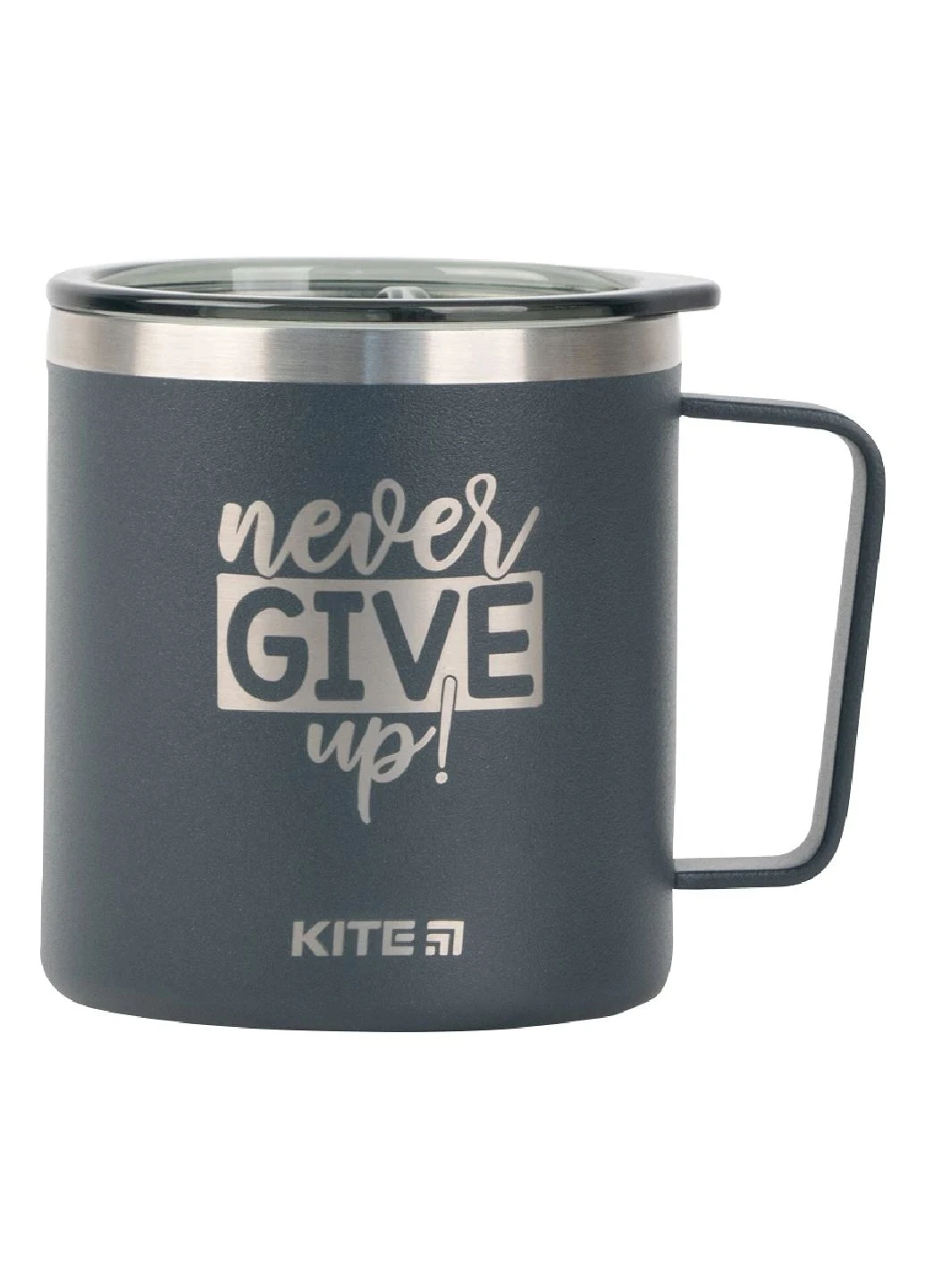 Термокружка K22-379-01-1 400 мл графіт Never give up 4063276091505 Kite (305598302)