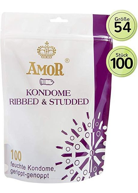 Презервативы Ribbed & Studded, 100 шт. Amor (325685972)