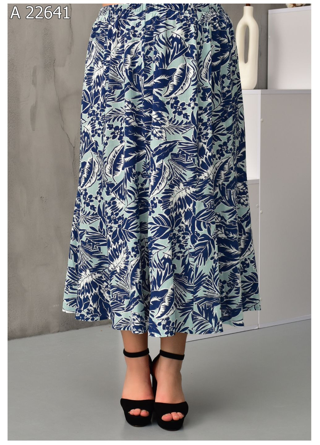 Синяя повседневная женская летняя юбка большого размера SK