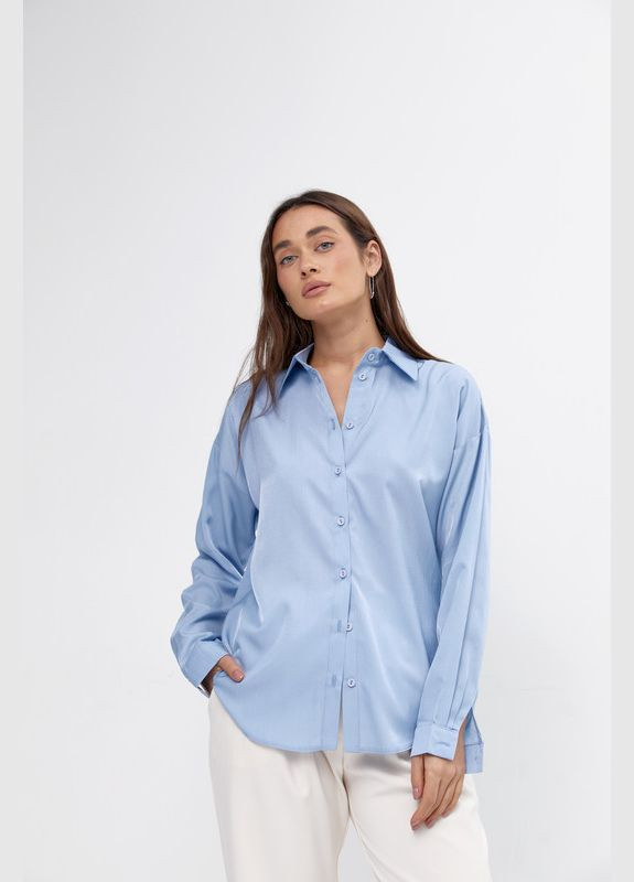 Блакитна сорочка вільного силуету ARTMON