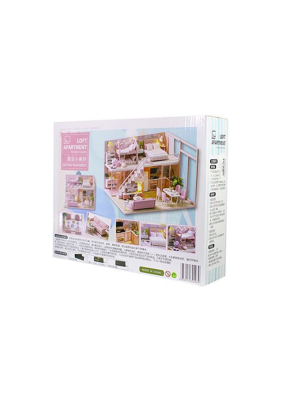 3D Румбокс ляльковий будинок DIY L-027 Pink house дитячий конструктор 3 шт. Cute Room (352011223)