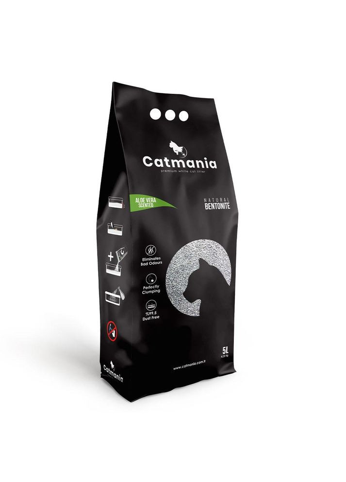 Бентонитовый наполнитель для котов Алое Вера + зелёные гранулы, 5 л Catmania (278308601)