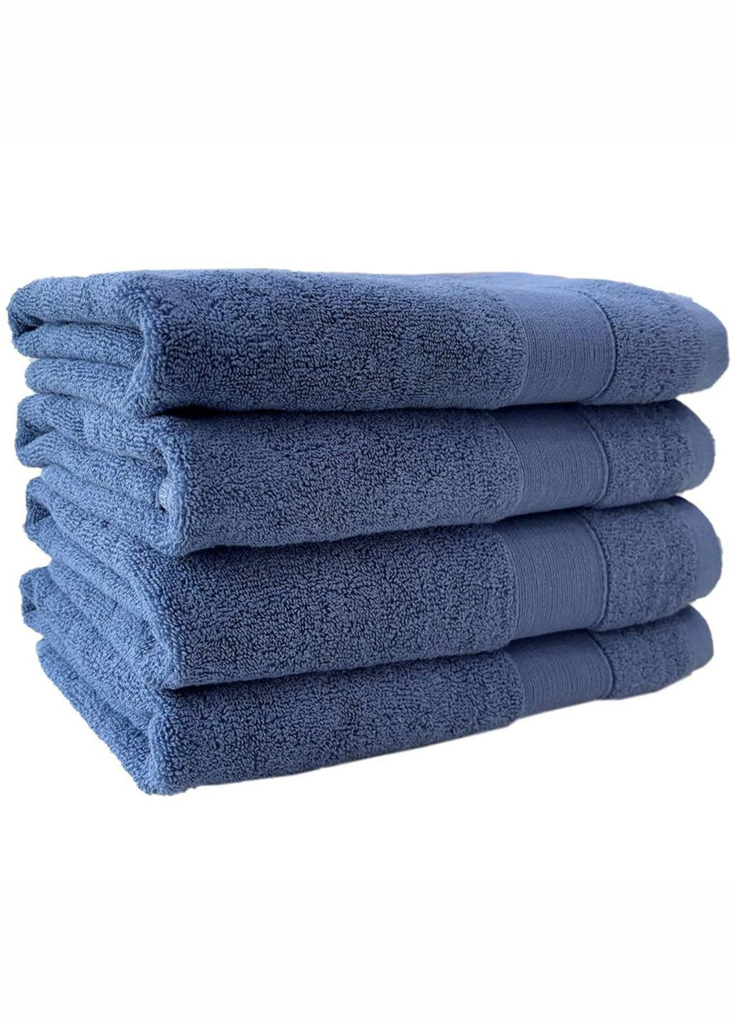 Набор Полотенец Махровых Банных (Хлопок) 4 шт в подарочном пакете: 50 x 90 см Синий Lovely Svi однотонный синий