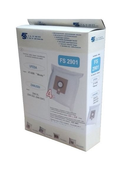 Одноразовые мешки FS 2901 (4 шт в упаковке) для пылесоса ZANUSSI, UFESA, AEG. Filter Systems FS2901 (335073185)