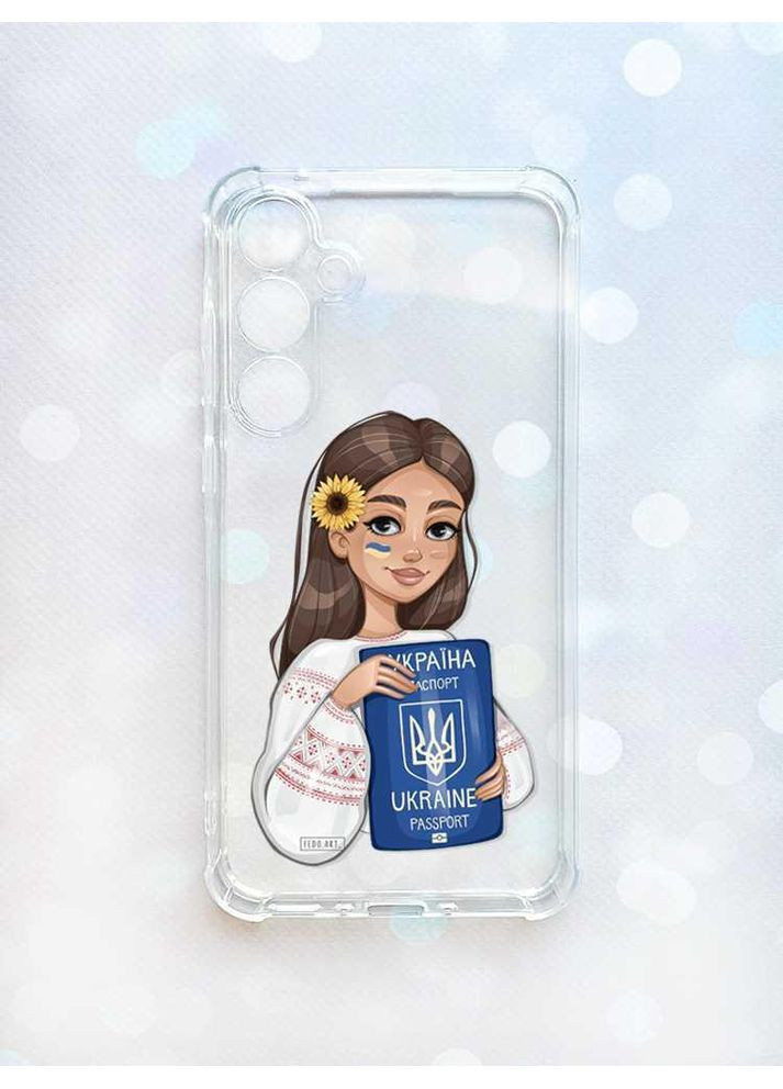 Чехол с утолщенными углами на Samsung Galaxy A35 (A356):: Девушка с паспортом (принт 12) Creative (360701484)