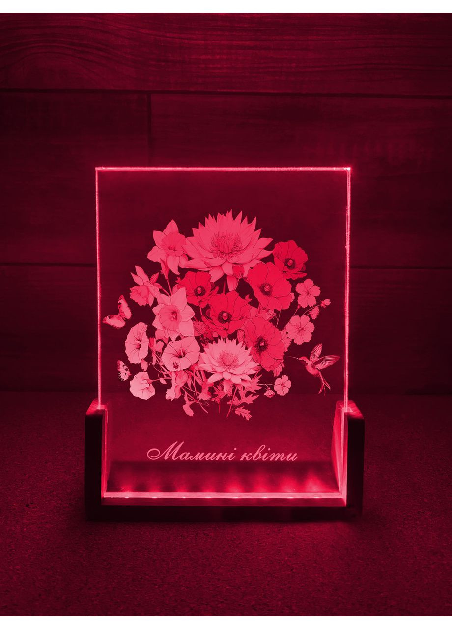 Акриловий нічник з квітковим малюнком і написом Мамині квіти Creative (355402125)