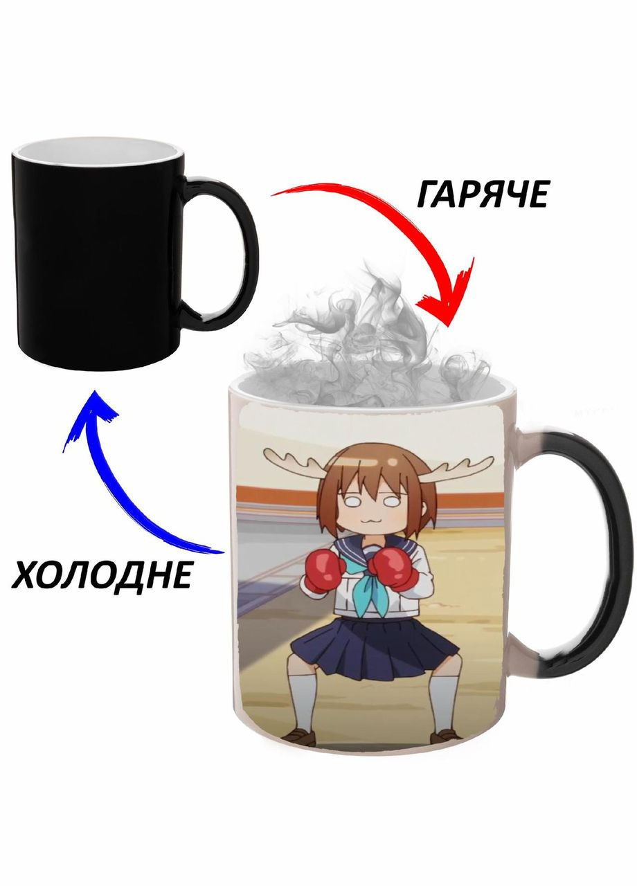 Чашка хамелон Моя подруга-оленичка Нокотан Аніме #005 (кухоль, горнятко) Чорна 330 мл No Brand (323471489)