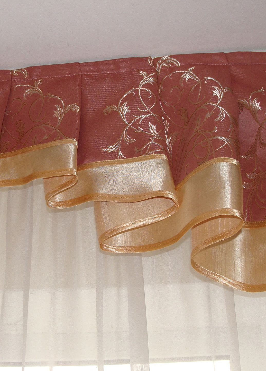 Жесткий ламбрекен с шторой Корона 250см Розовый (140_6ж) Firanka Damask (345733305)