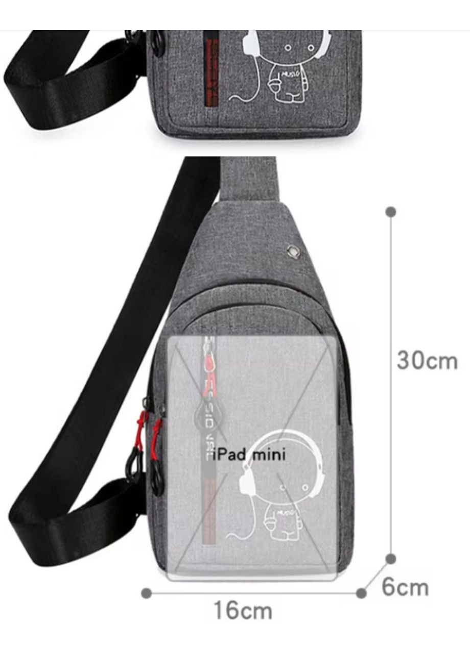 Молодіжна нагрудна сумка слінг через плече в сірому кольорі,компактний нагрудний рюкзак No Brand (370639478)