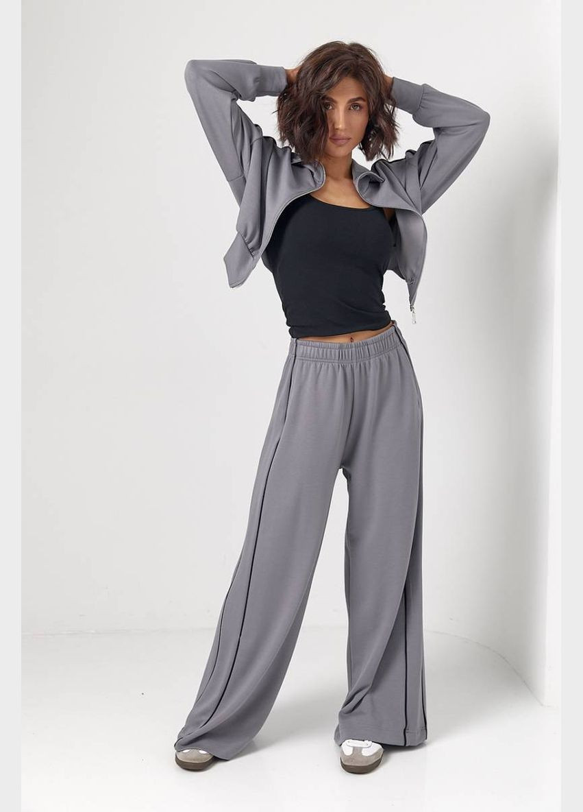 Спортивний костюм з коротким худим на блискавці і прямими штанами Lurex Спортивный костюм (327218303)