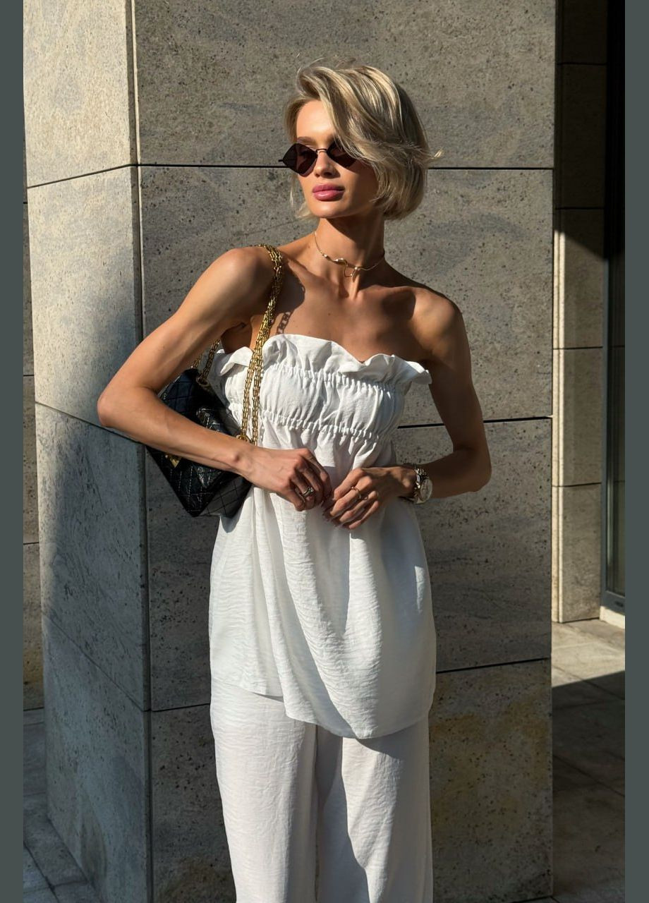 Стильный костюм из льна молочного цвета Jadone Fashion (339607472)