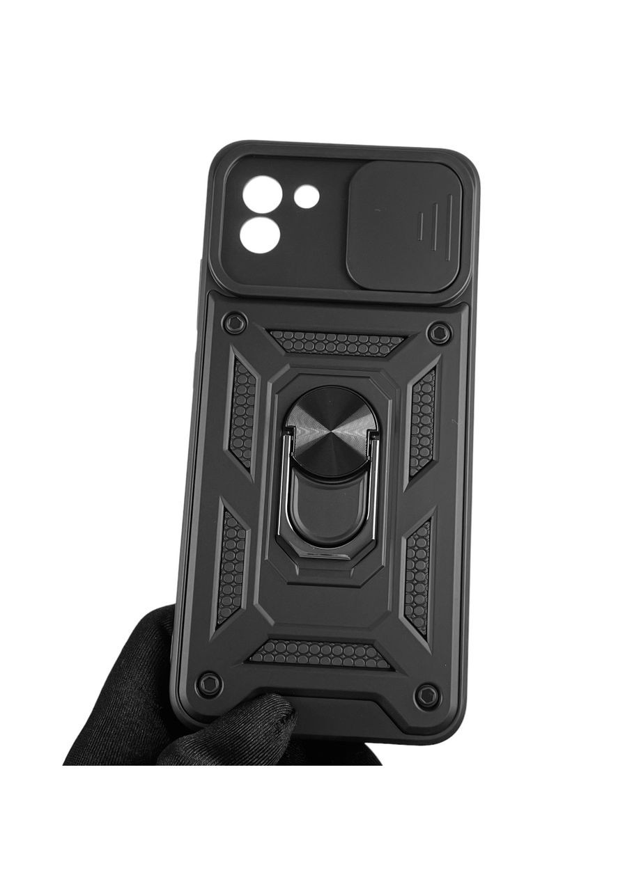 Чохол для Galaxy A03 SM-A035F броньований з кільцем-тримачем зі шторкою на самсунг а03 чорний rg1 Samsung (366019876)