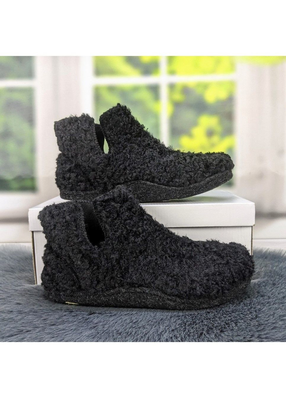 Черные тапочки чуни женские меховые высокие Inblu