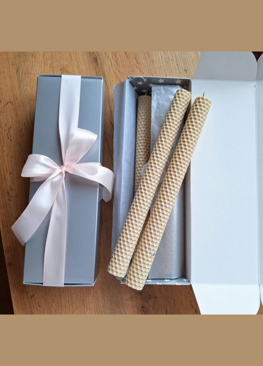 Свічки столові ручної роботи у подарунковій коробочці, 6 шт по 26 см. Колір. Царство Меду (324627777)