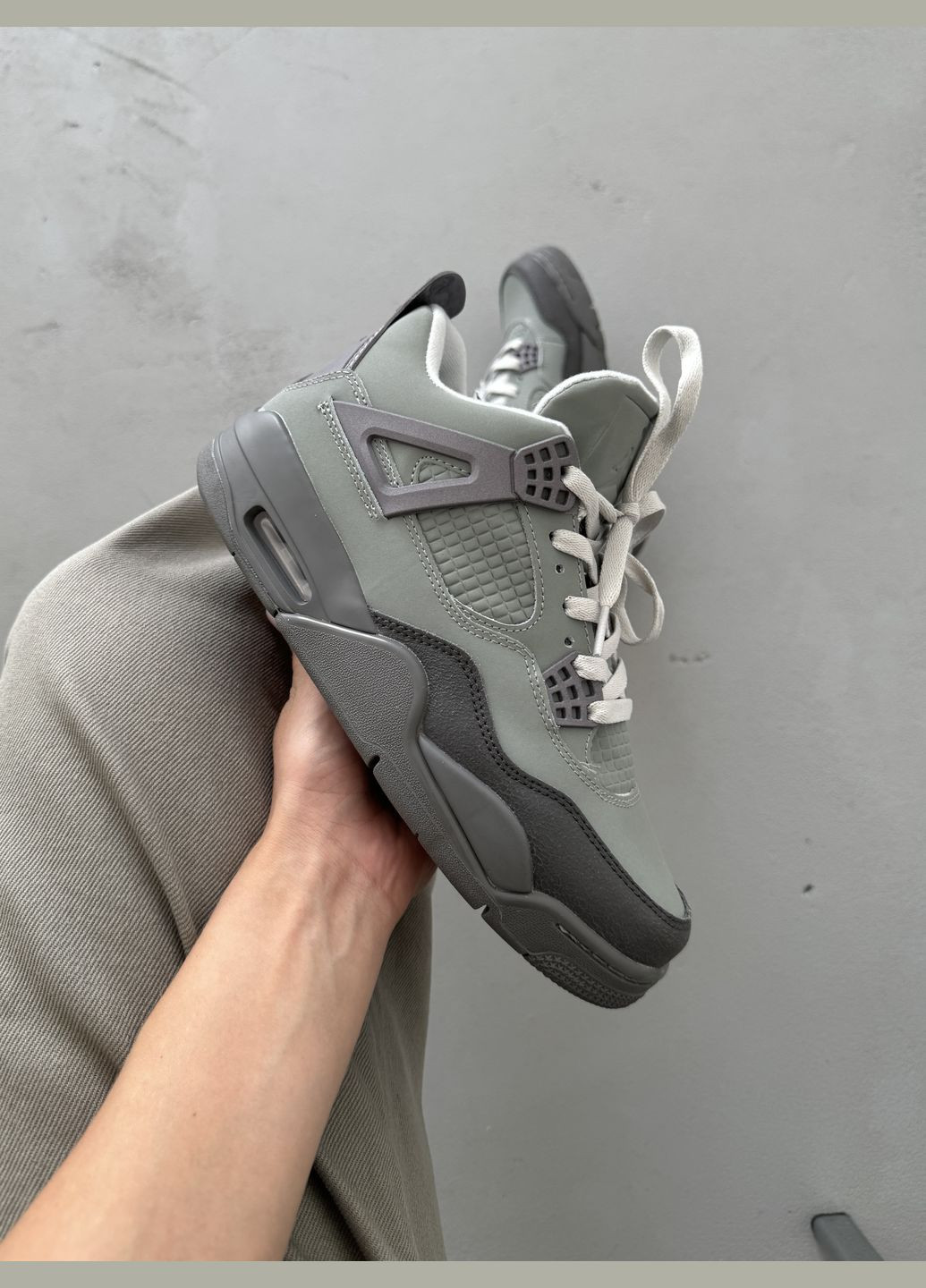 Серые демисезонные кроссовки мужские и женские nike air jordan 4 retro grey | найк аир джордан 4 серые No Brand