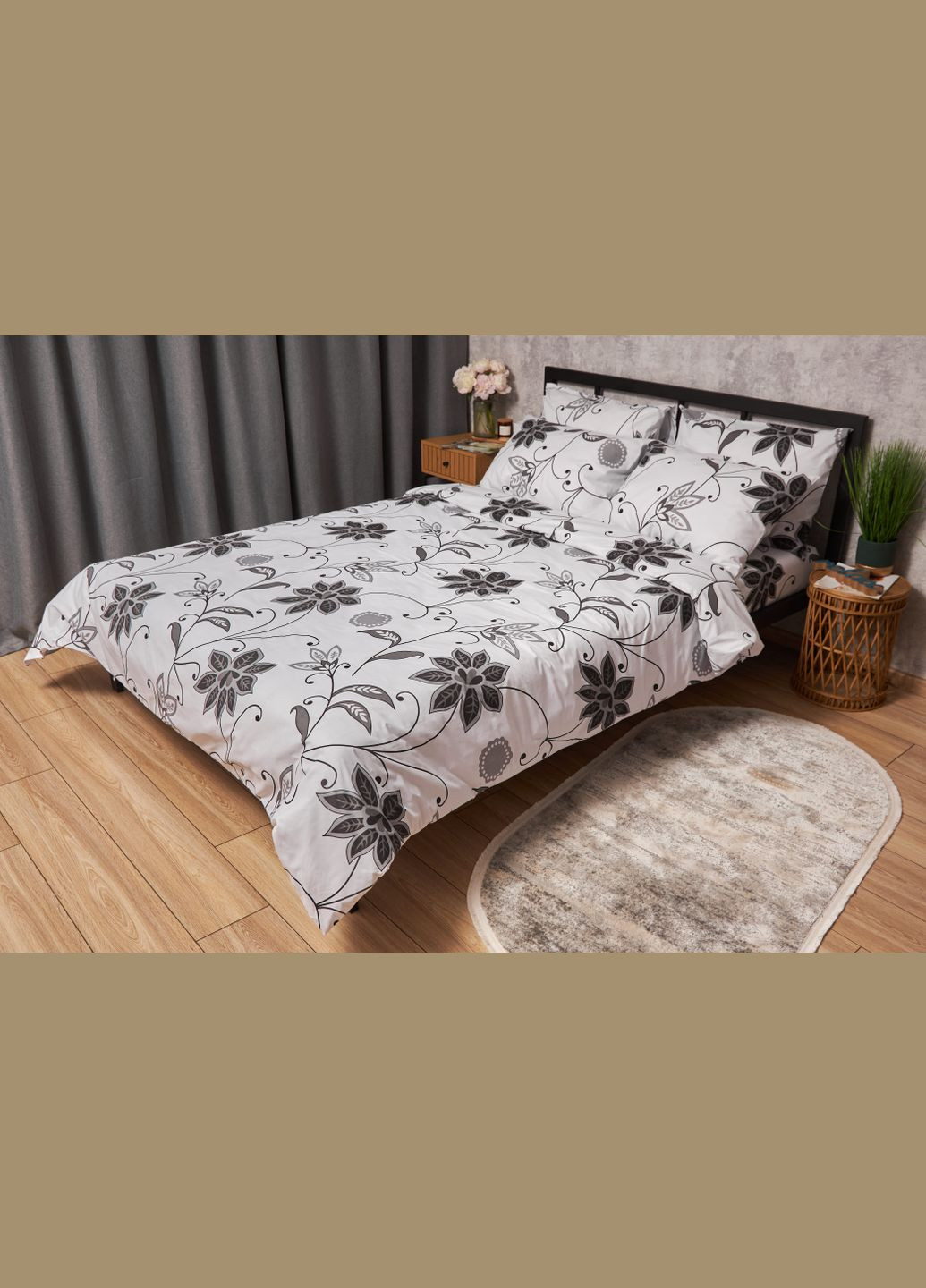 Комплект постільної білизни Бязь Gold Люкс «» Сімейний 143х210х2 наволочки 2х50х70 (MS-820005626) Moon&Star Gray Denim (302973715)