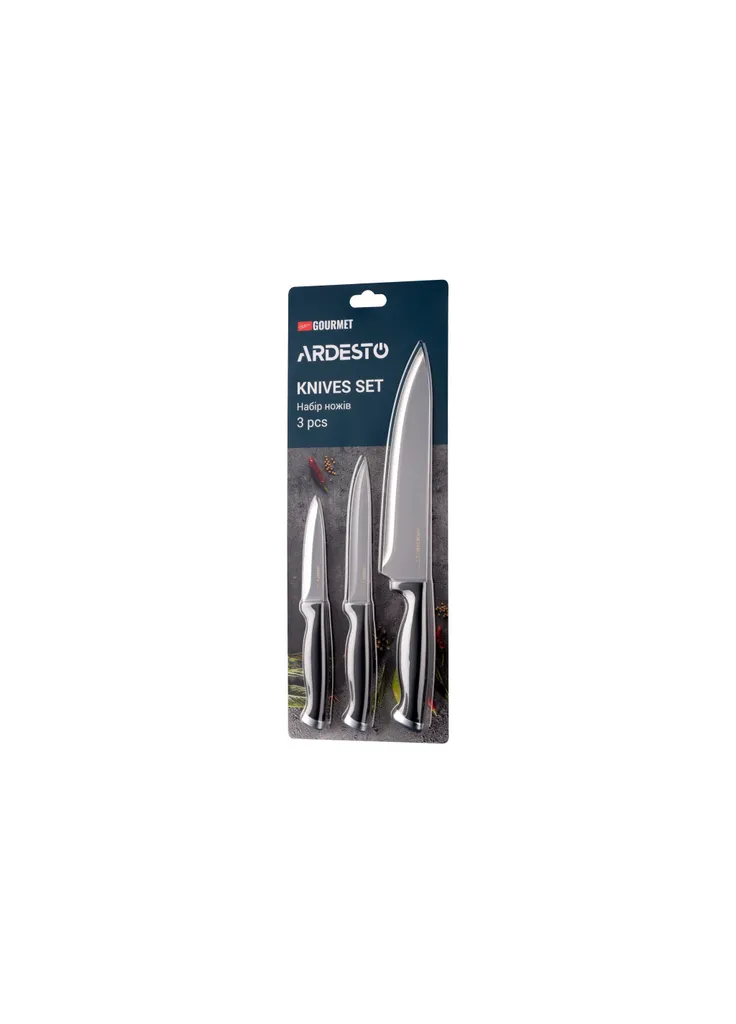 Набор ножей (AR2103BL) Ardesto Gemini Gourmet 3 шт Black комбинированные,
