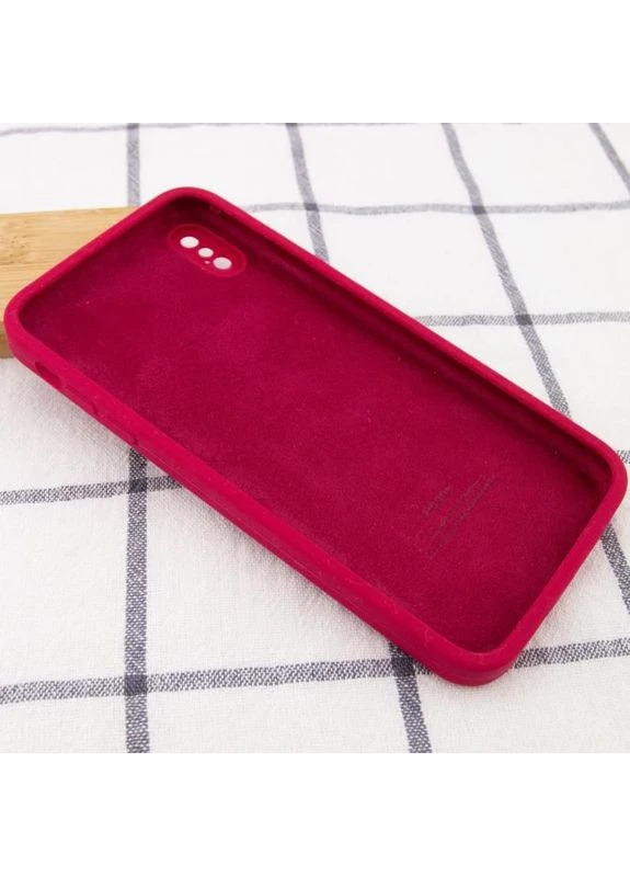 Чохол Silicone Case Square Full Camera Protective (AA) для Apple iPhone X / XS (5.8\") Малиновий Epik (373939529)