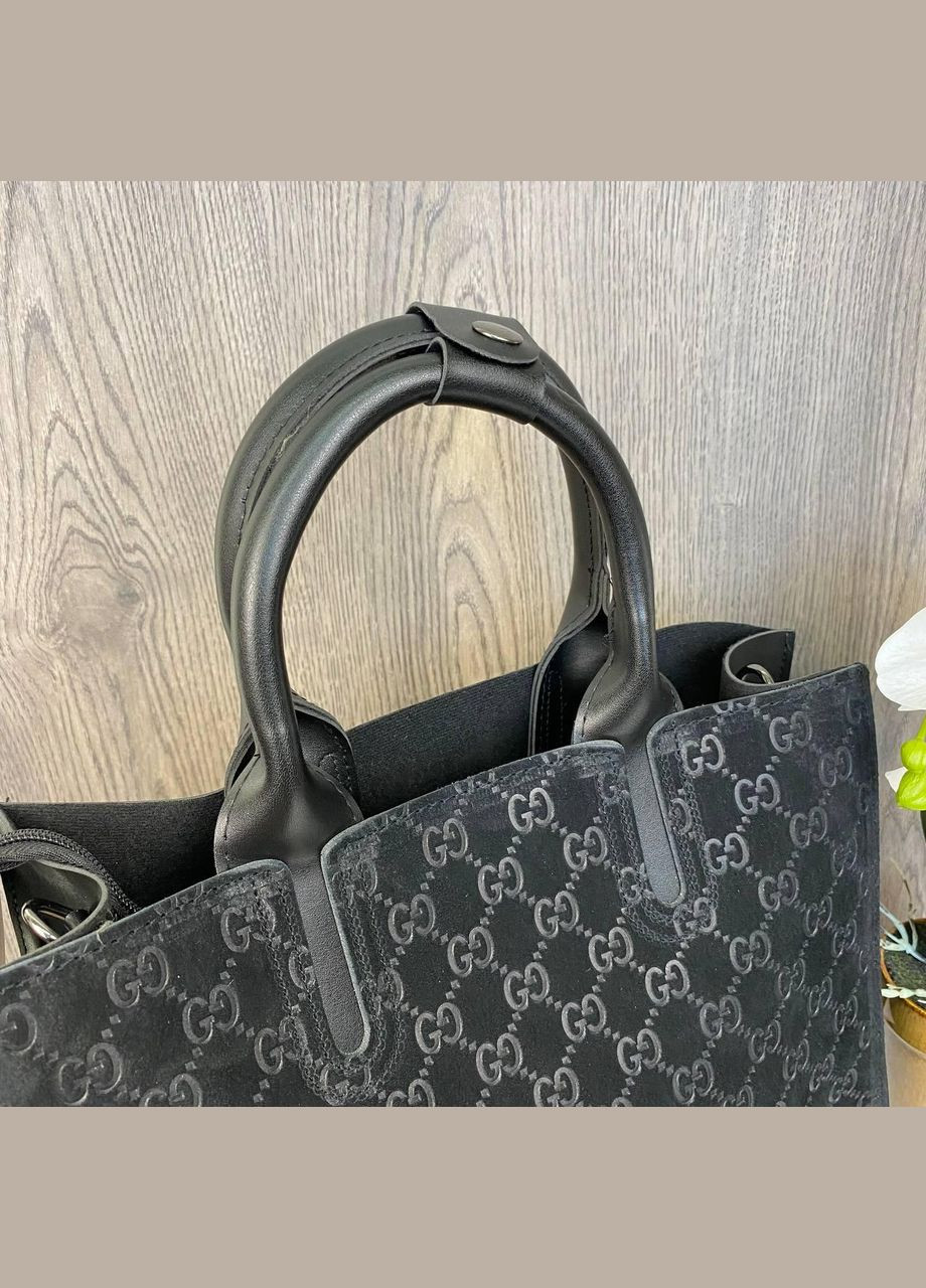 Женская большая качественная сумка из натуральной замши + эко кожа, сумочка замшевая в стиле Гучи No Brand (334730472)