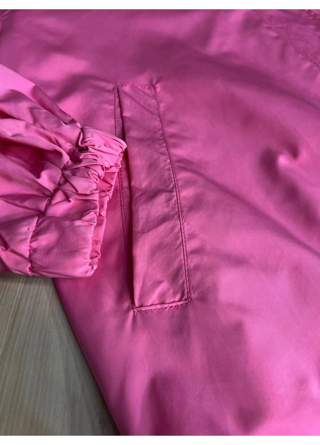 Рожева демісезонна куртка жіноча 9096-1 вітрівка оверсайз подовжена з капюшоном Lady yep