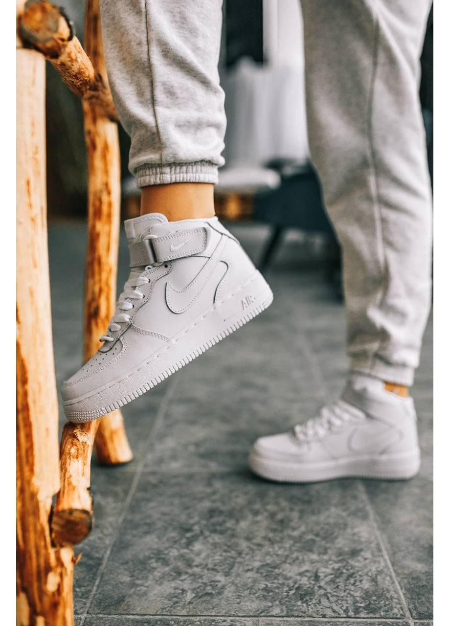 КРОССОВКИ ЖЕНСКИЕ NIKE AIR FORCE 1 CLASSIC HIGH WHITE НАЙК АИР ФОРС 1 ПРЕМИУМ No Brand белые демисезоны (368859852)