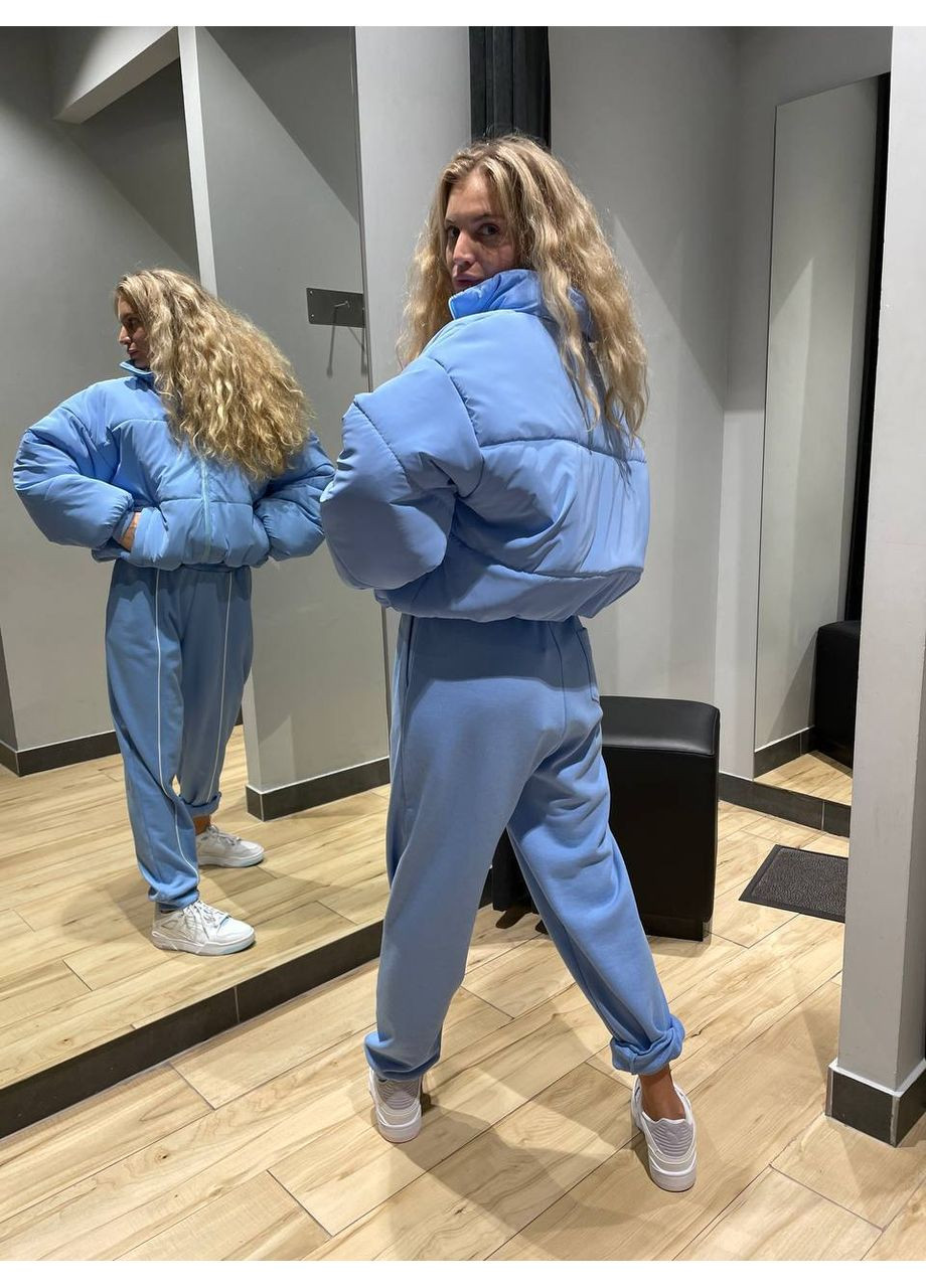 Голубая демисезонная женская зимняя куртка оверсайз с защитой от ветра и влаги — замеры в описании куртка-пальто DK/DL Мода без кордонів