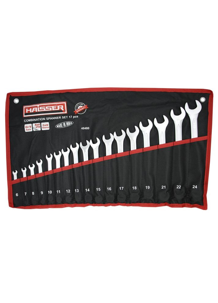 Набір ключів комбінованих COLD STAMPED CRV із 17 од. SATINE, 48480 Haisser (315557468)