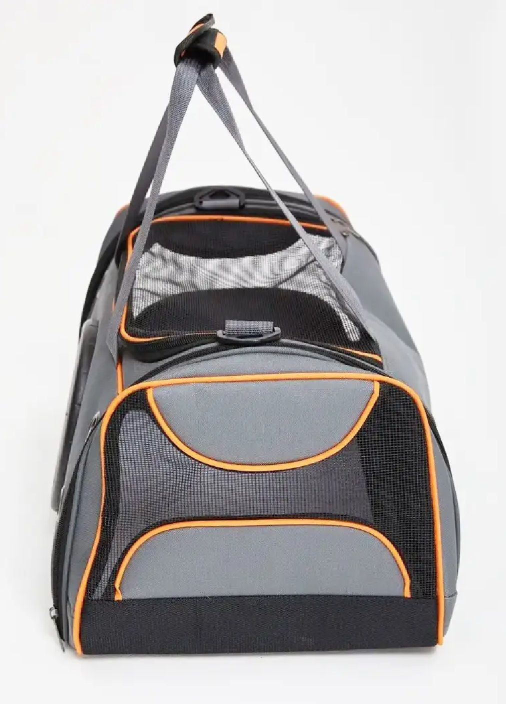 Сумка переноска для животных кошек собак с вентиляцией иллюминатором 41x24x25 см размер S (477340-Prob) Серая с оранжевым Unbranded (299193461)