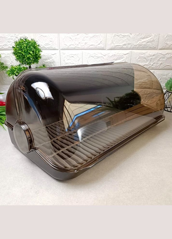 Містка коричнева пластикова хлібниця з відкидною кришкою 41*27*18.5 см Lamela (303721901)