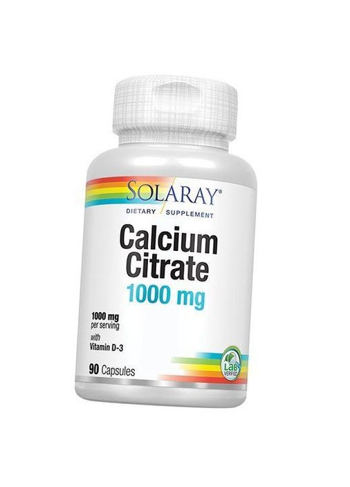 Цитрат Кальция с Витамином Д3, Calcium Citrate with Vitamin D3, 90капс (36411047) Solaray (293255314)