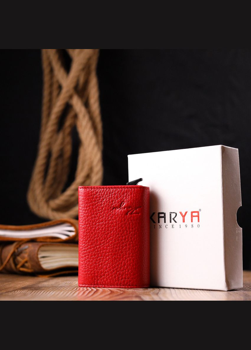 Візитниця з натуральної зернистої шкіри червоний 20981 Karya (362418450)