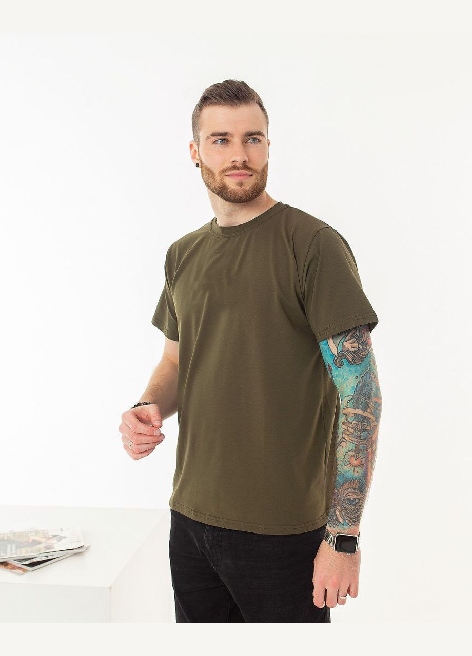 Хакі (оливкова) футболка чоловіча з коротким рукавом No Brand
