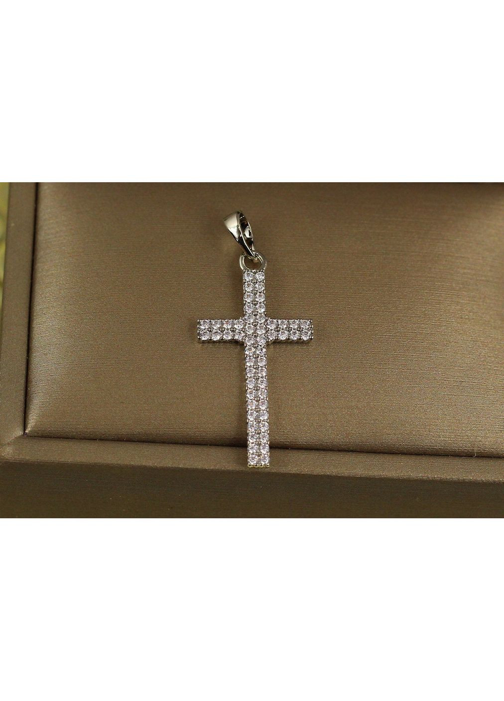 Крестик с фианитами в два ряда 3 см серебристый love-shopping Xuping Jewelry (354661870)