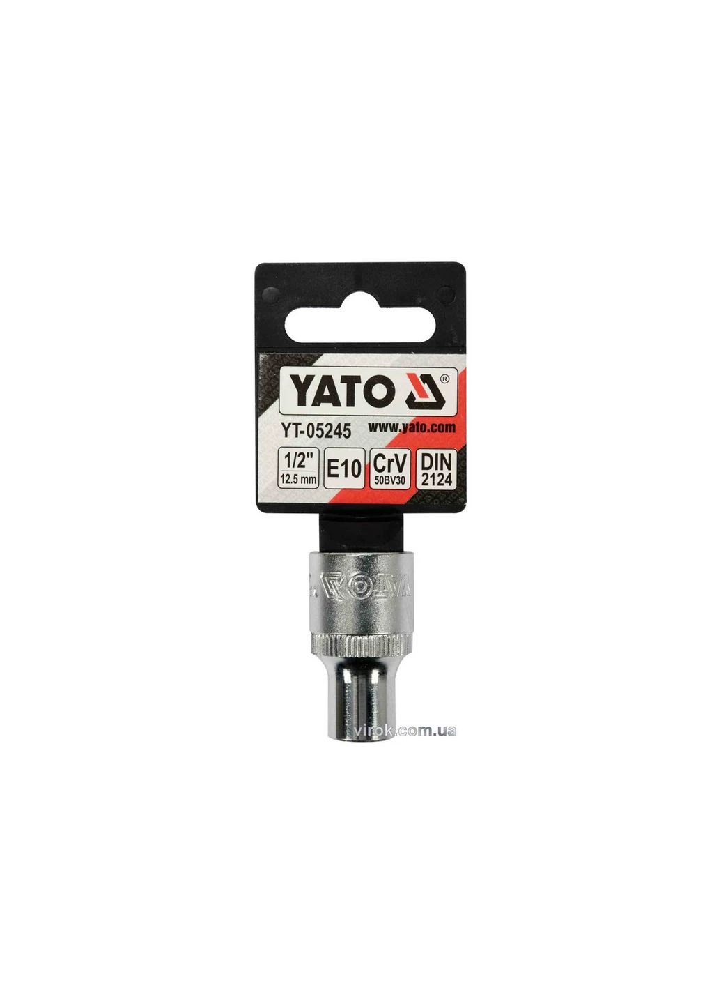 Головка торцева : TORX E10, квадрат 1/2", CrV, DIN 2124 [Блістер] [6/180] YATO (392894106)