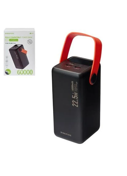 Power bank BJ66B 60000 mAh 22,5W+PD20W Black, LED дисплей, ліхтарик Borofone (392947785)