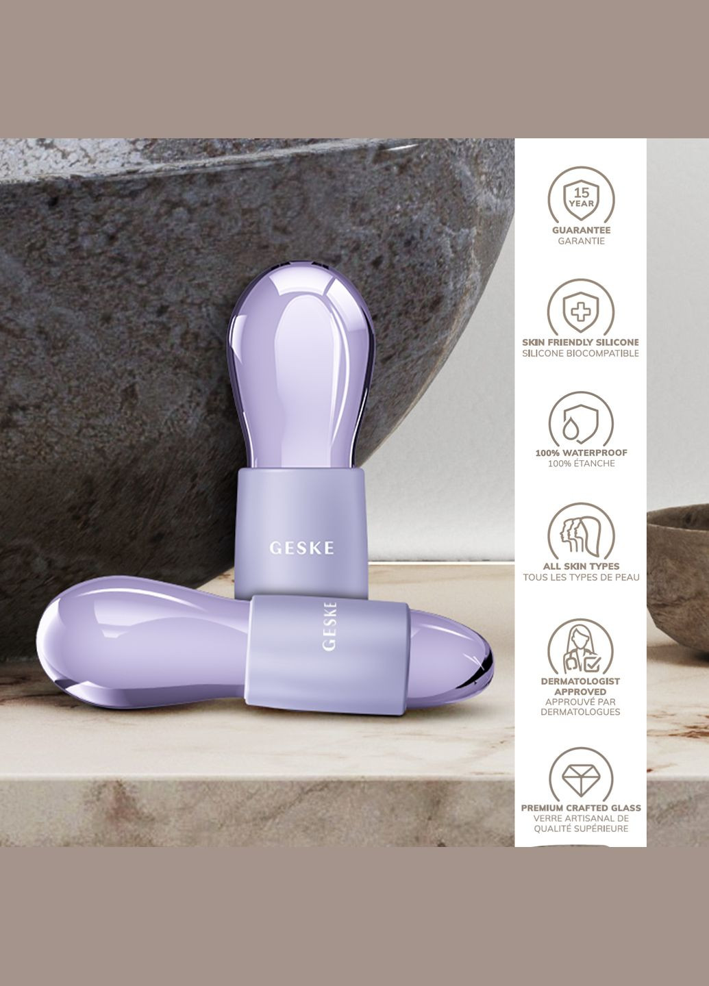 Подвійний масажер для очей Cool&Warm Duo Eye Massager 7в1 purple GESKE (341526238)