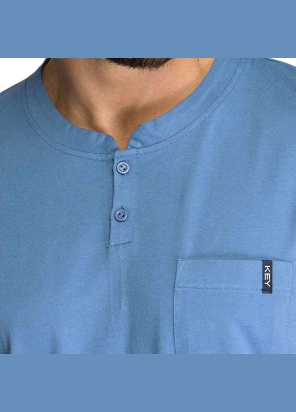 Пижама мужская шорты и футболка с коротким рукавом Голубой с темно-синим MNS 223 A21 (С) Key (306716320)