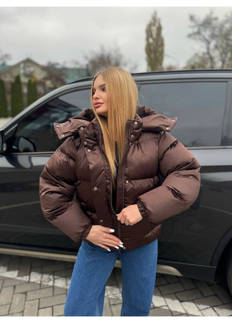 Коричневая зимняя женский зимний пуховик SK